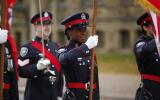 2014 Memorial Service - Officers with flags standing at attention (2)
