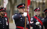 2014 Memorial Service - Officers with flags standing at attention (3)