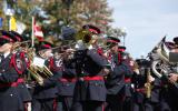 2014 Memorial Service - Officers with trombones marching and performing